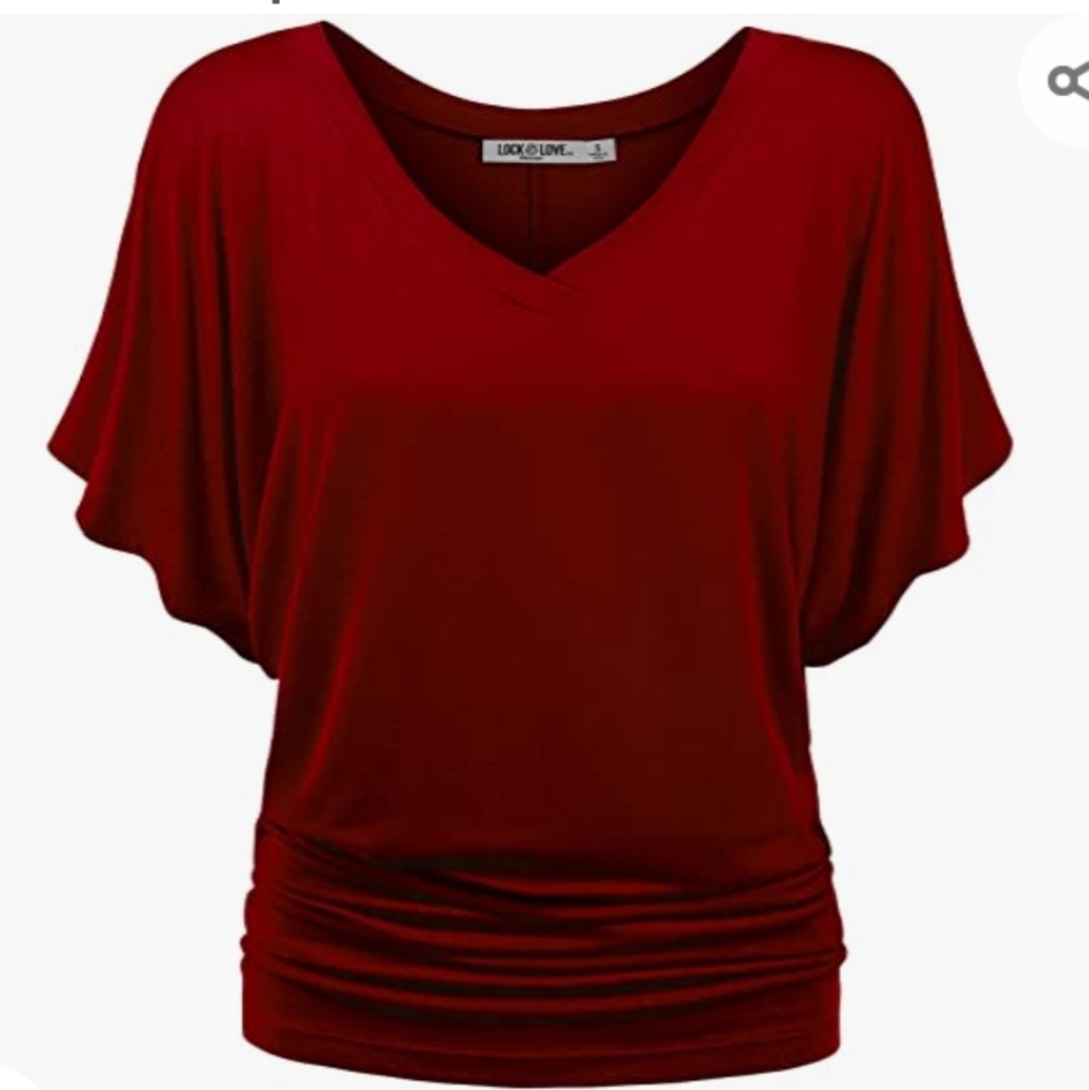 NWT Lock and Love Women's Solid Short Sleeve Blouse